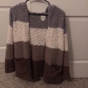 Stripe Hooded Cardigan